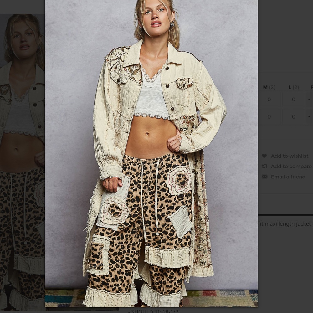 New POL Cream Patchwork Maxi Duster/Jacket with Leopard Panels